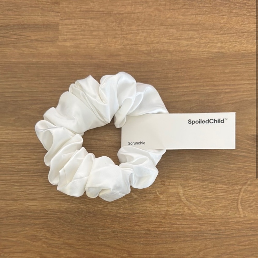 SpoiledChild White Satin Scrunchie